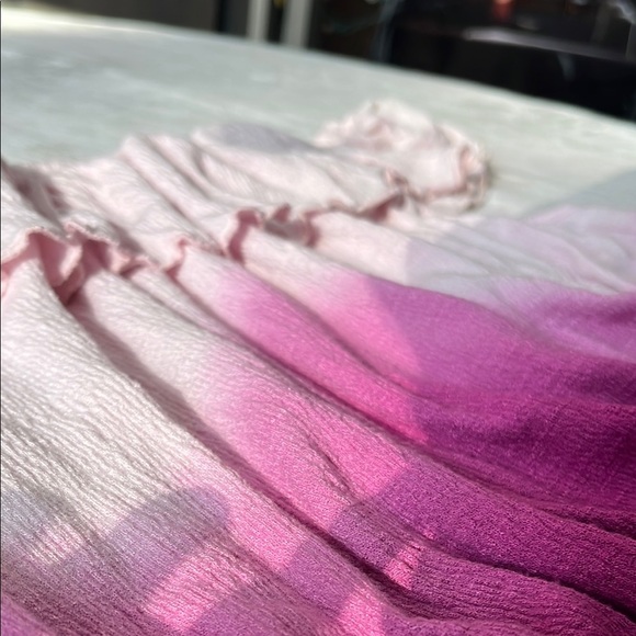 Free People Pink Ombré Ruffled Ruched Blouse Crop Top - Picture 5 of 13